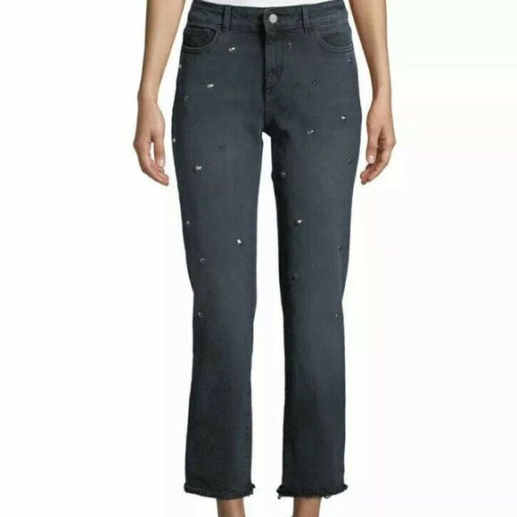 DL1961 Mara Instasculpt Straight Ankle Jeans Studded - Picture 1 of 4